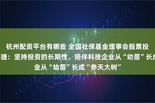 杭州配资平台有哪些 全国社保基金理事会股票投资部副主任薛捷：坚持投资的长期性，陪伴科技企业从“幼苗”长成“参天大树”